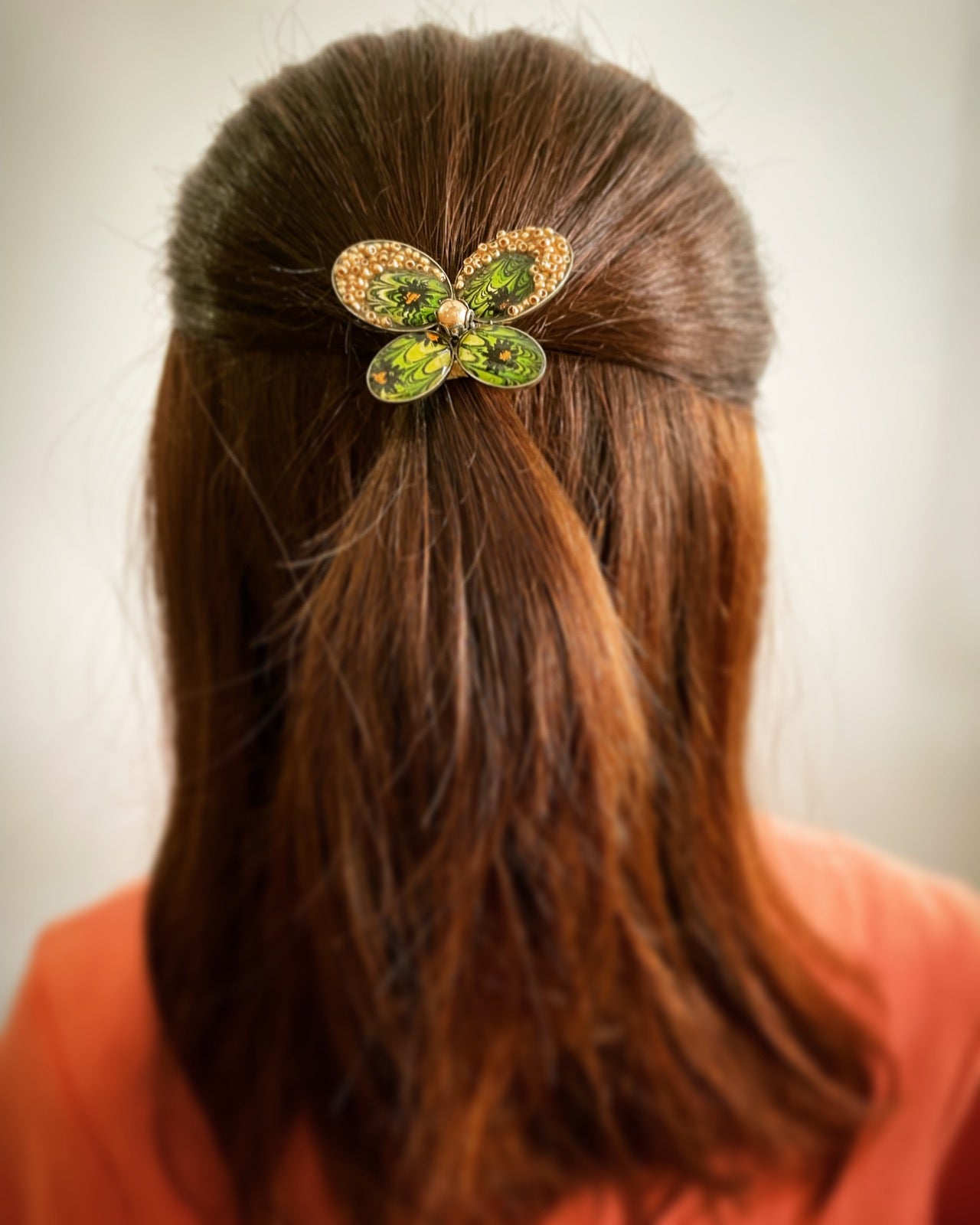 Hair Elastic Butterfly Green Marble TAMARUSAN