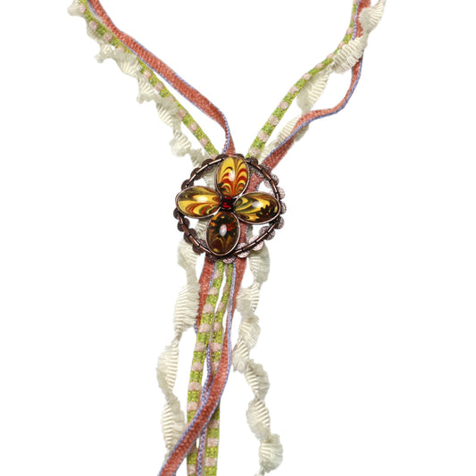 Ribbon Bolo Tie Red Marble TAMARUSAN