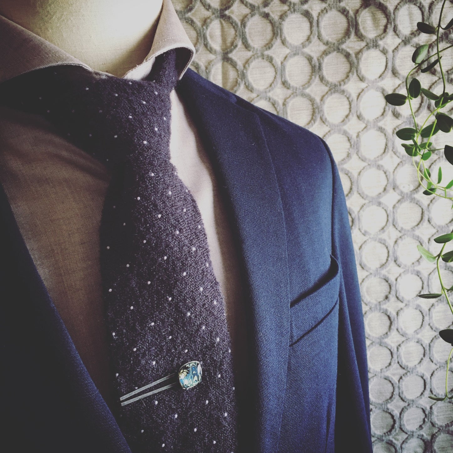 Simple Tie Clip Square Blue Marble