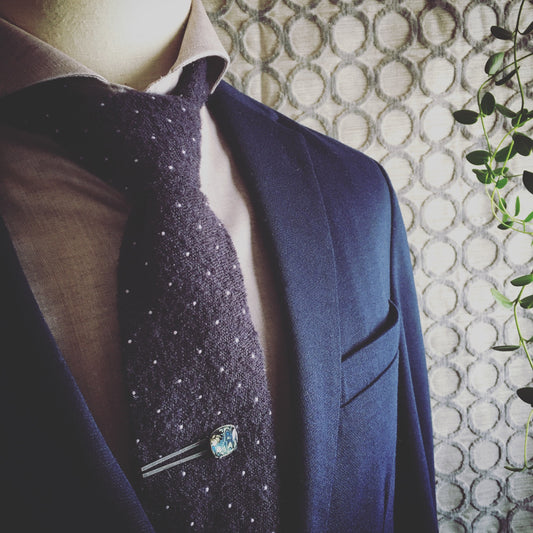 Simple Tie Clip Square Blue Marble