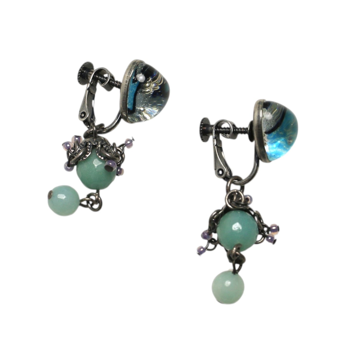 Earrings Light Blue Heart Shaped Amazonite TAMARUSAN