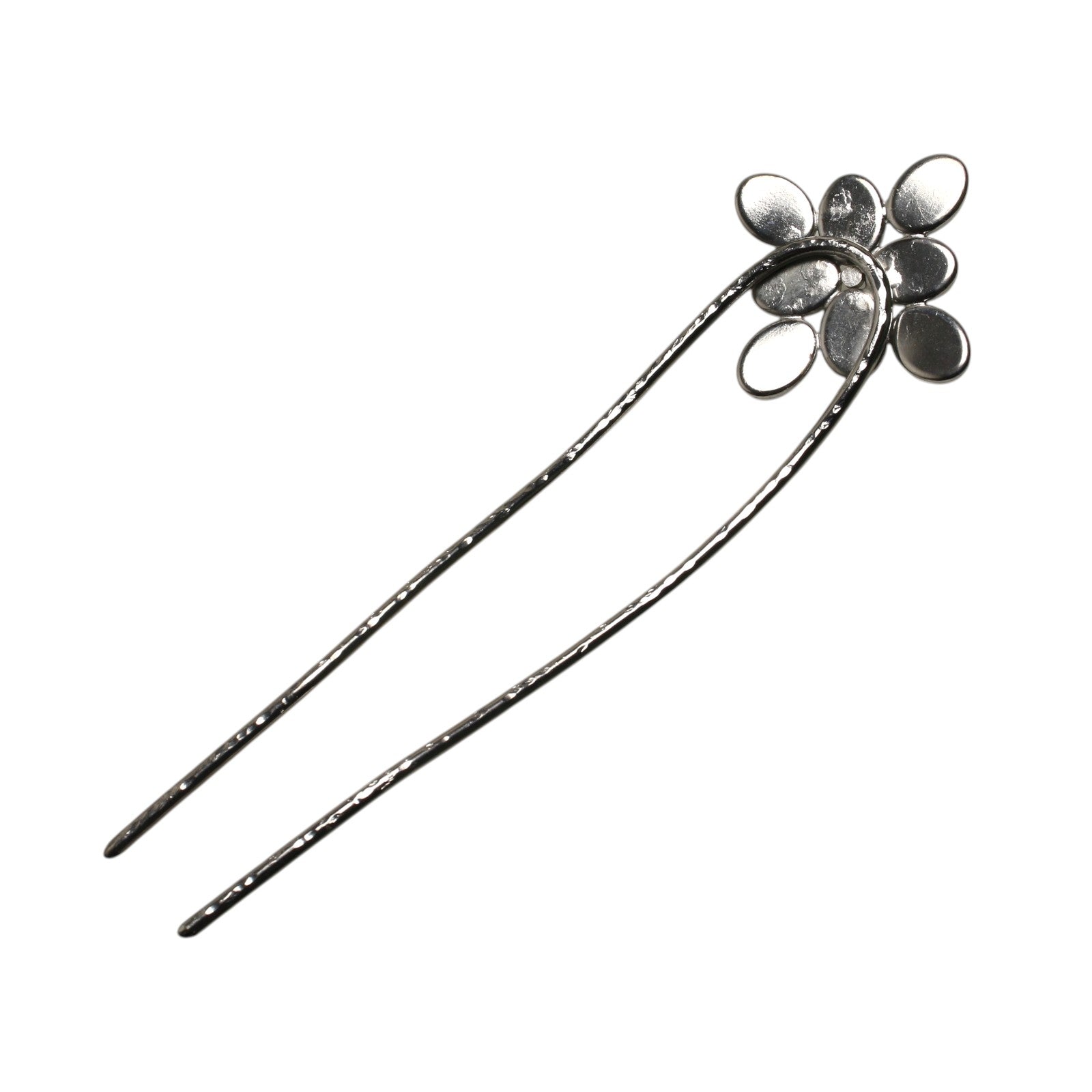 Forked Hairpin – Blue & Silver Flower Design TAMARUSAN