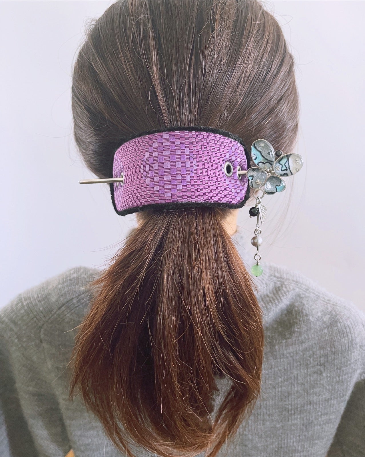 Kanzashi Barrette Butterfly Green Cloth TAMARUSAN