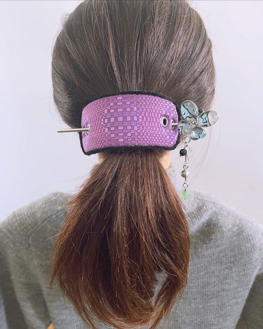 Kanzashi Barrette Butterfly Green Cloth TAMARUSAN