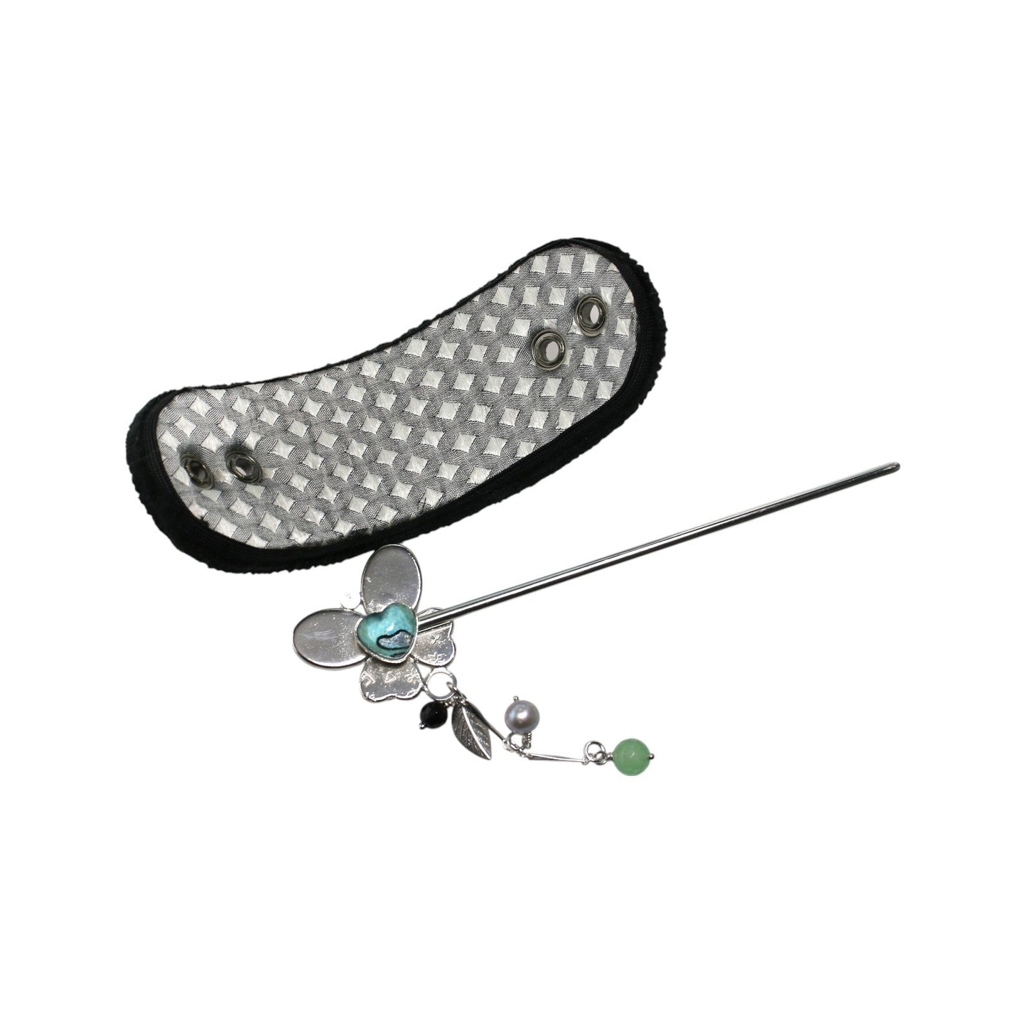 Kanzashi Barrette Butterfly Green Cloth TAMARUSAN