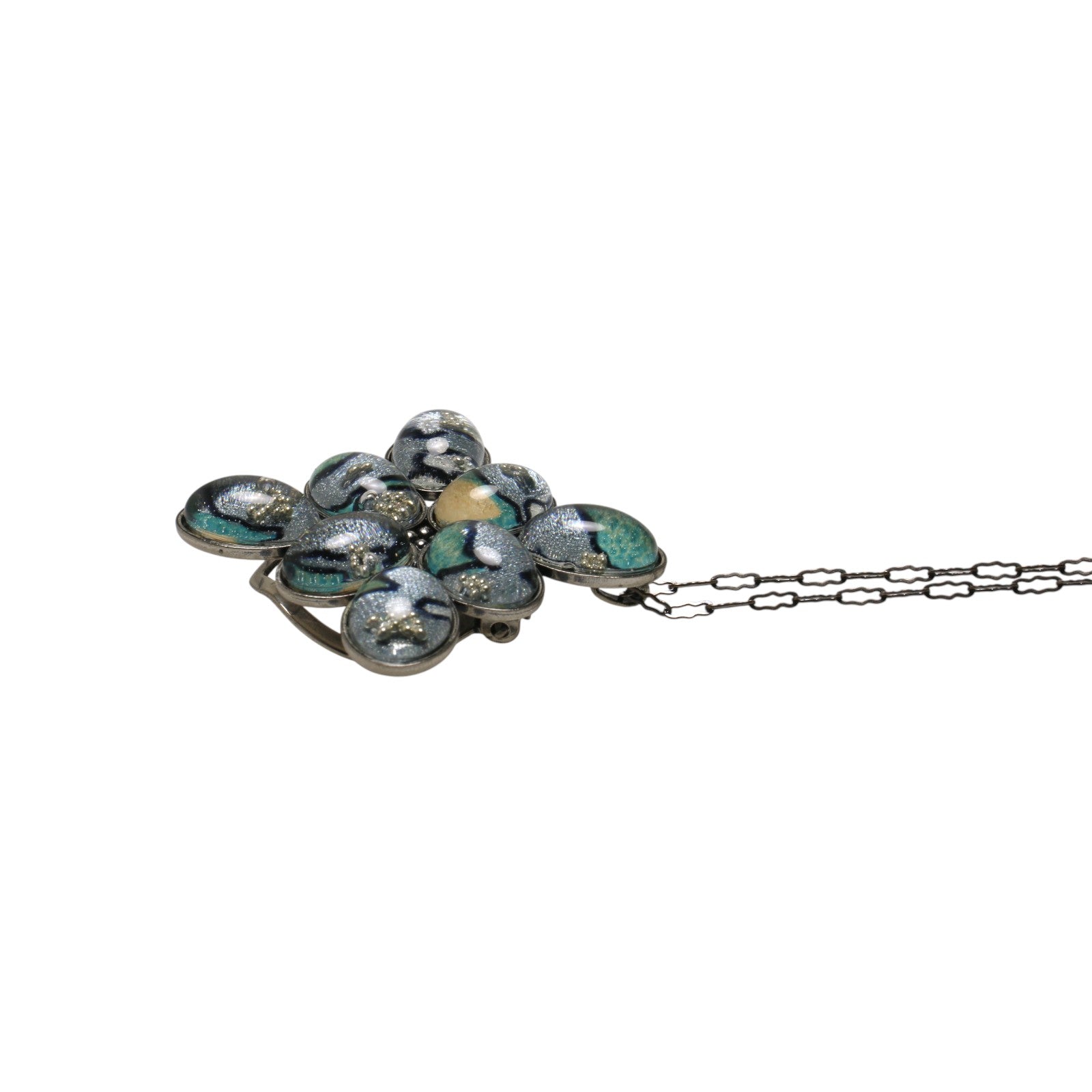 Scarf Necklace Light Blue Flower Silver TAMARUSAN