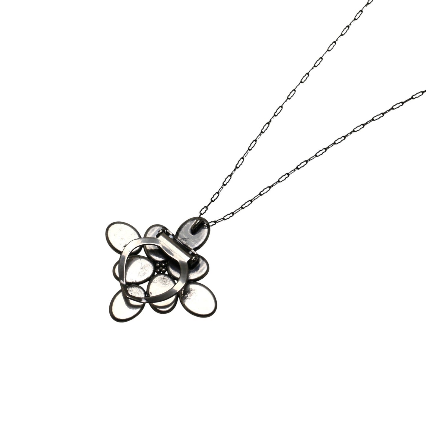 Scarf Necklace Light Blue Flower Silver TAMARUSAN