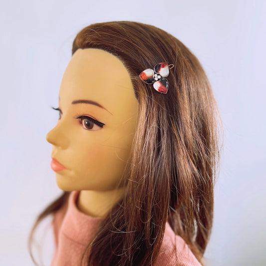 Hair Clip Flower Handmade Calico Cat Brown TAMARUSAN