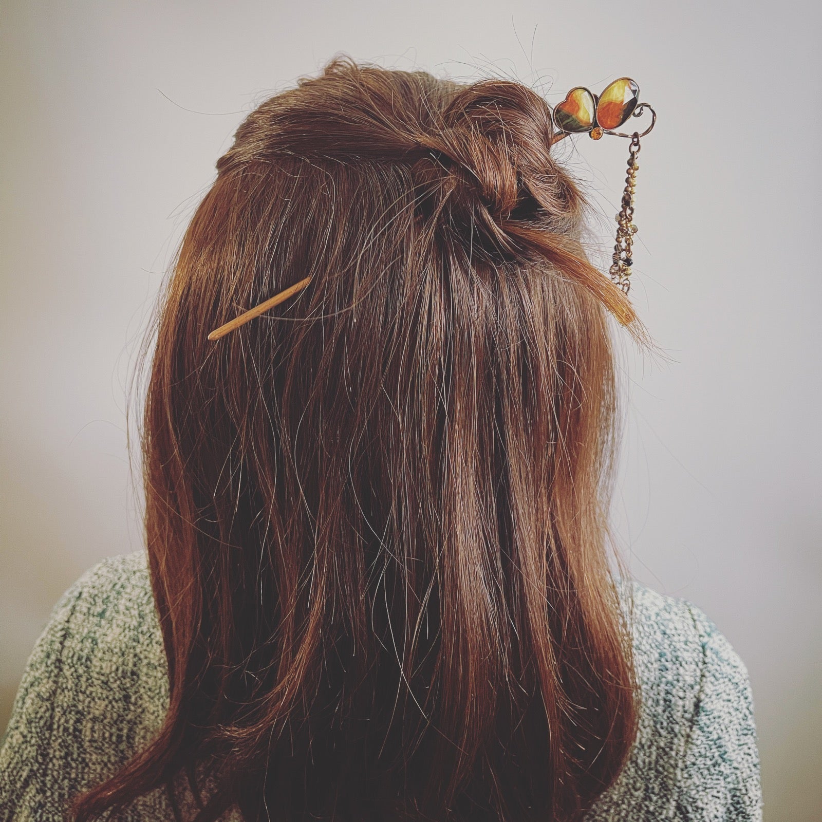 Hair Stick Brown Butterfly Citrine TAMARUSAN