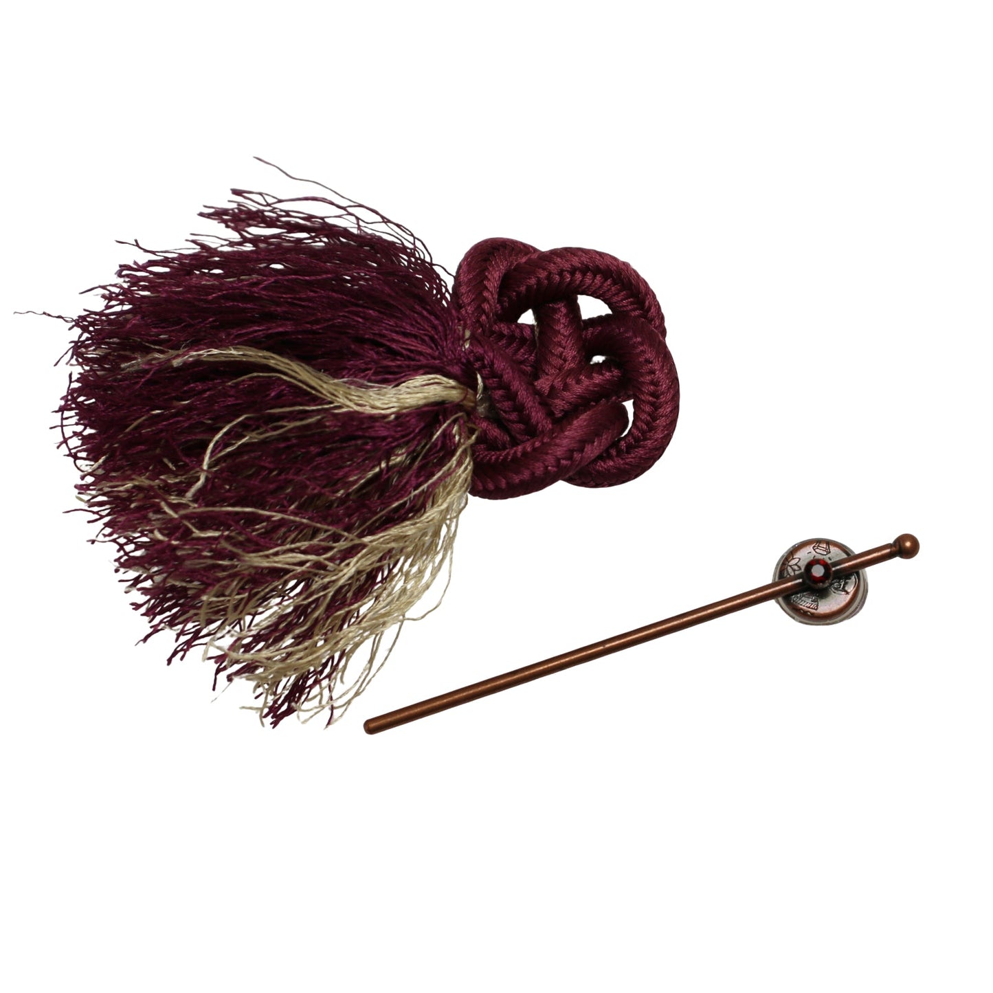 Mini Hair Stick Barrette Calico Cat Pattern Silk Kumihimo TAMARUSAN