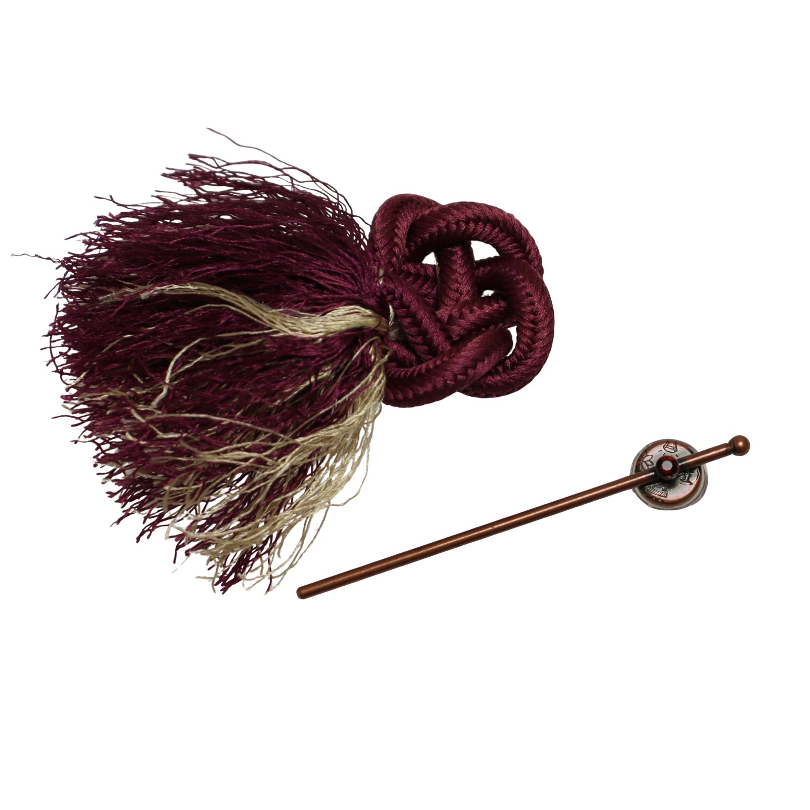 Mini Hair Stick Barrette Calico Cat Pattern Silk Kumihimo TAMARUSAN