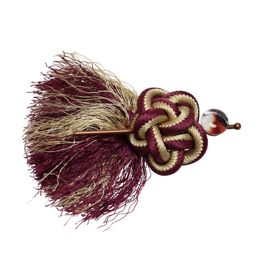 Mini Hair Stick Barrette Calico Cat Pattern Silk Kumihimo TAMARUSAN
