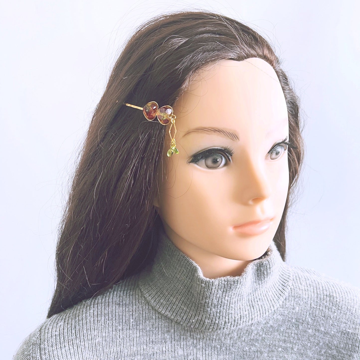 Hairpin Peridot Heart Pink Gold TAMARUSAN