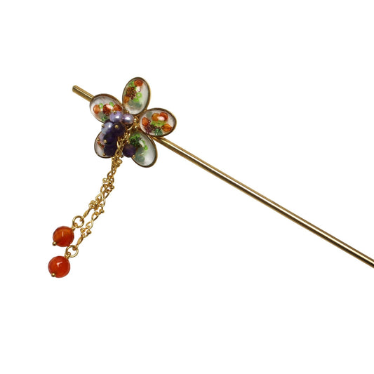 Flower Hair Stick Candy Gray Orange TAMARUSAN