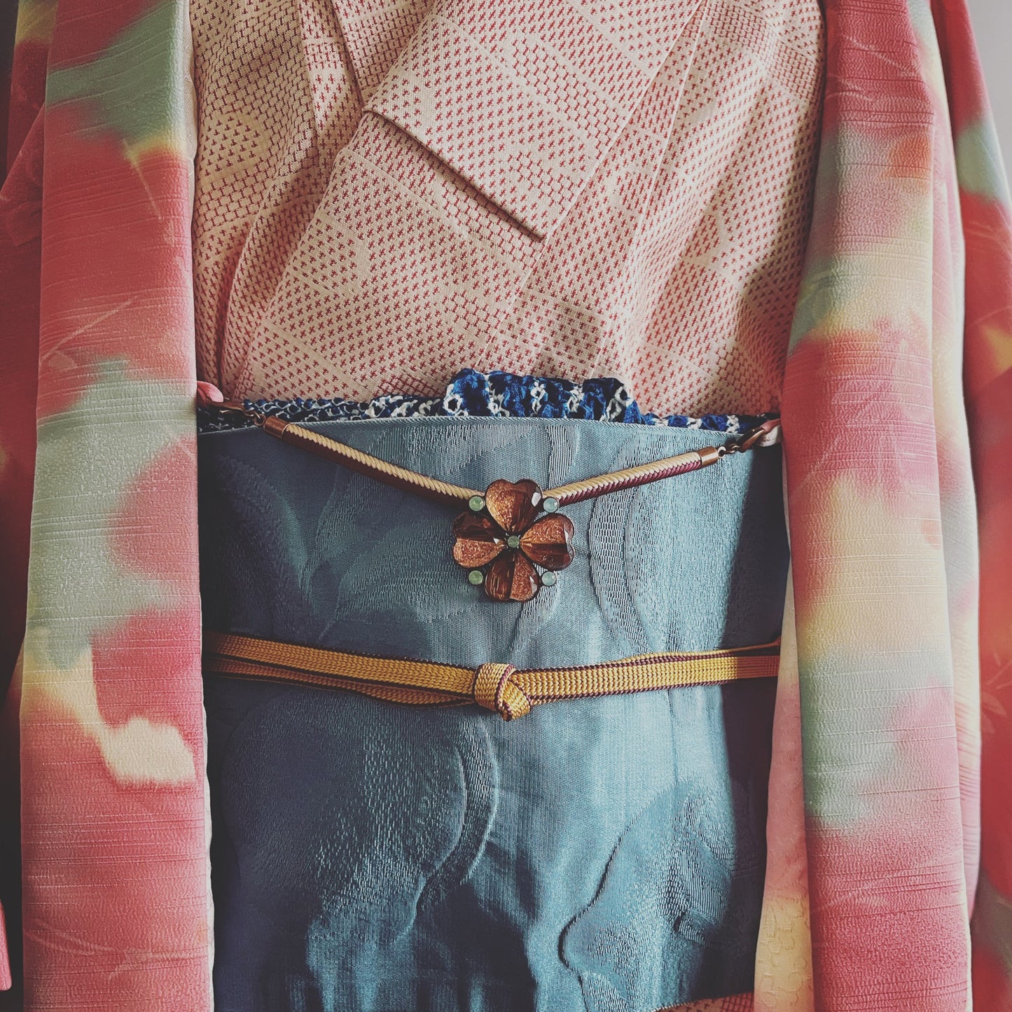 Haori Himo Pink Flower Kimono Coat TAMARUSAN