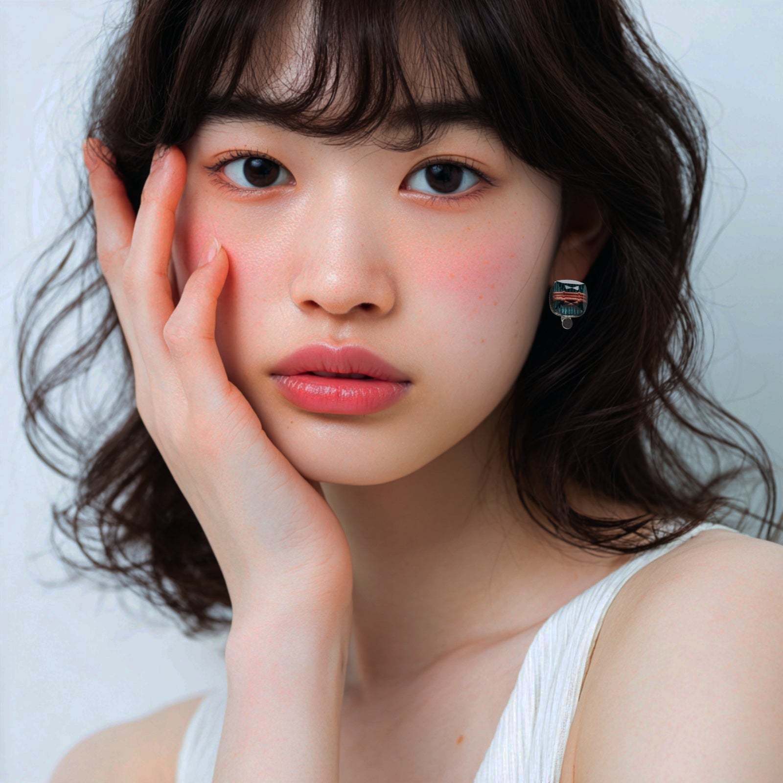 Clip Earrings Blue Mizuhiki TAMARUSAN