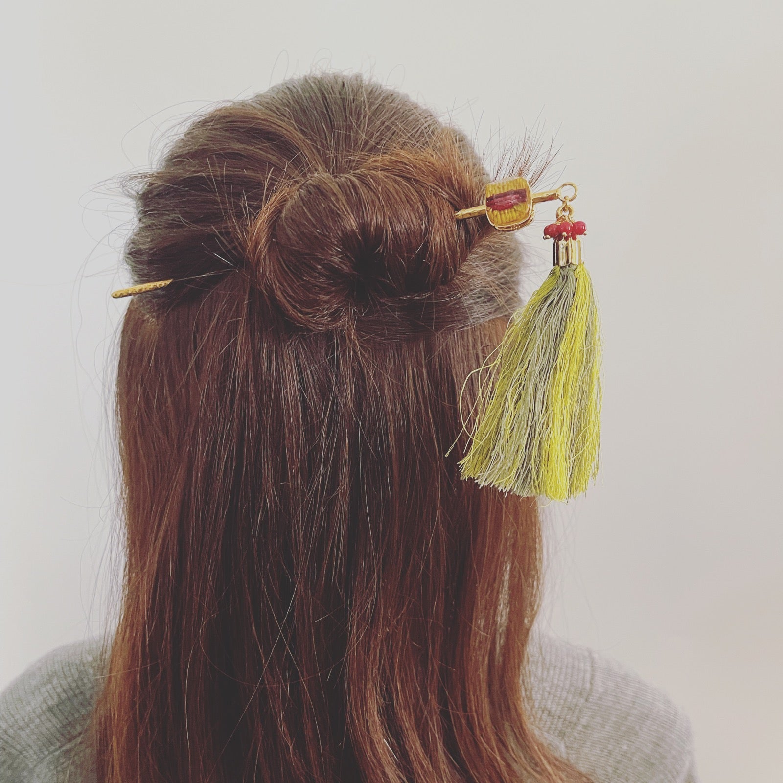 Hairpin Gold Silk Yellow Green Mizuhiki TAMARUSAN