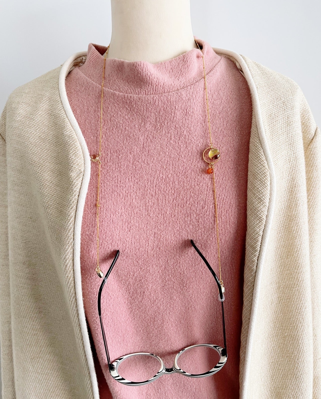 Eyeglass Chain Rainbow Citrine Gold Orange TAMARUSAN