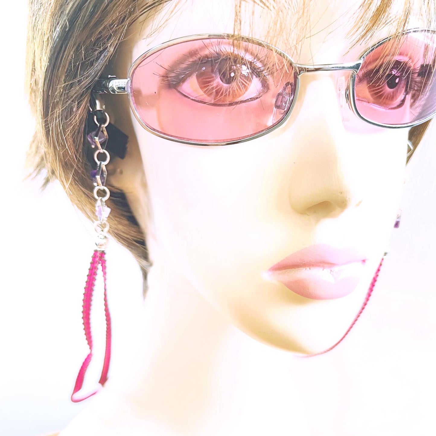 Glasses Chain Pink Purple Ribbon TAMARUSAN