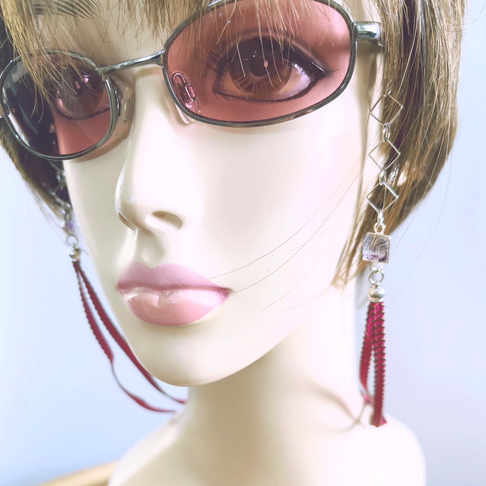 Glasses Chain Pink Purple Ribbon TAMARUSAN