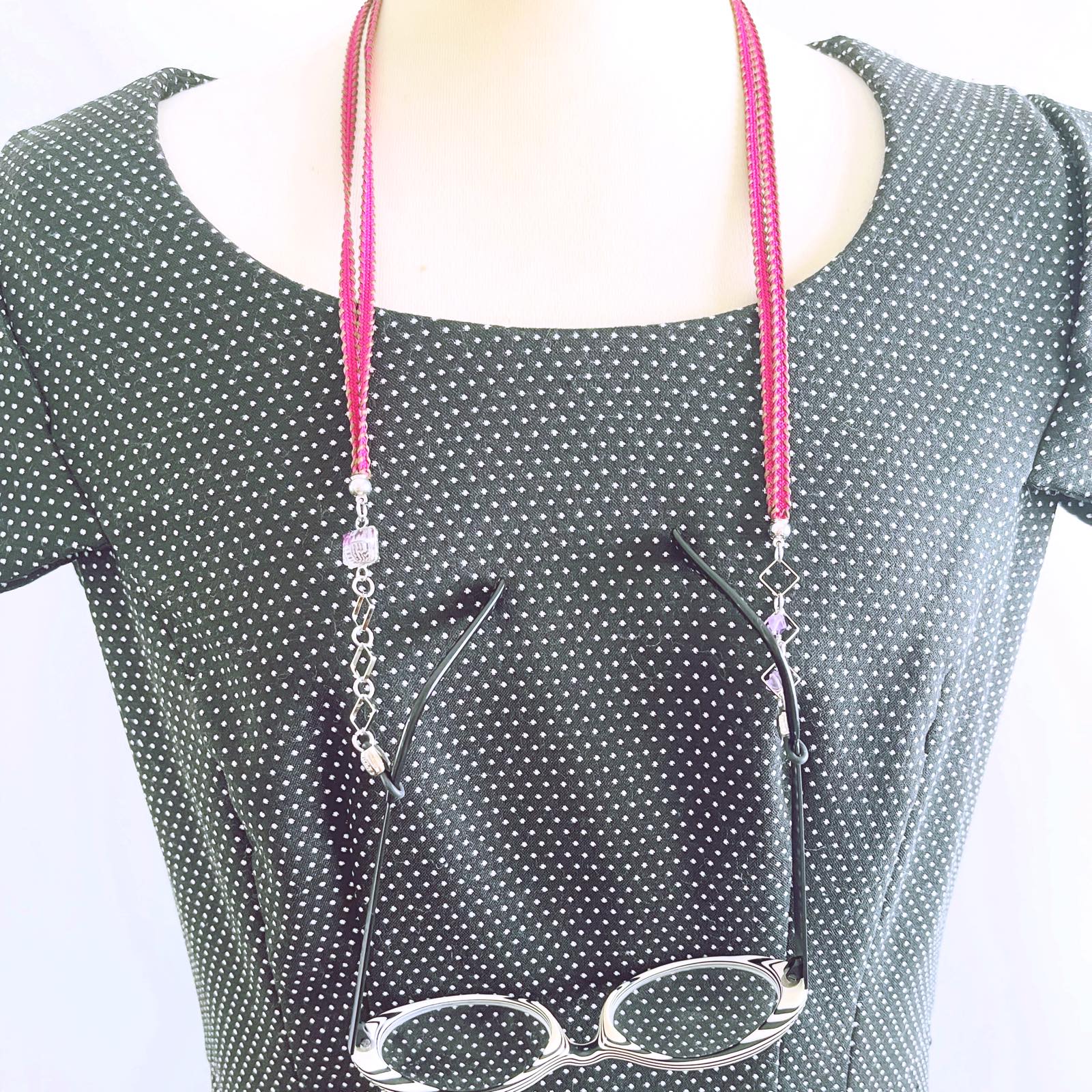 Glasses Chain Pink Purple Ribbon TAMARUSAN