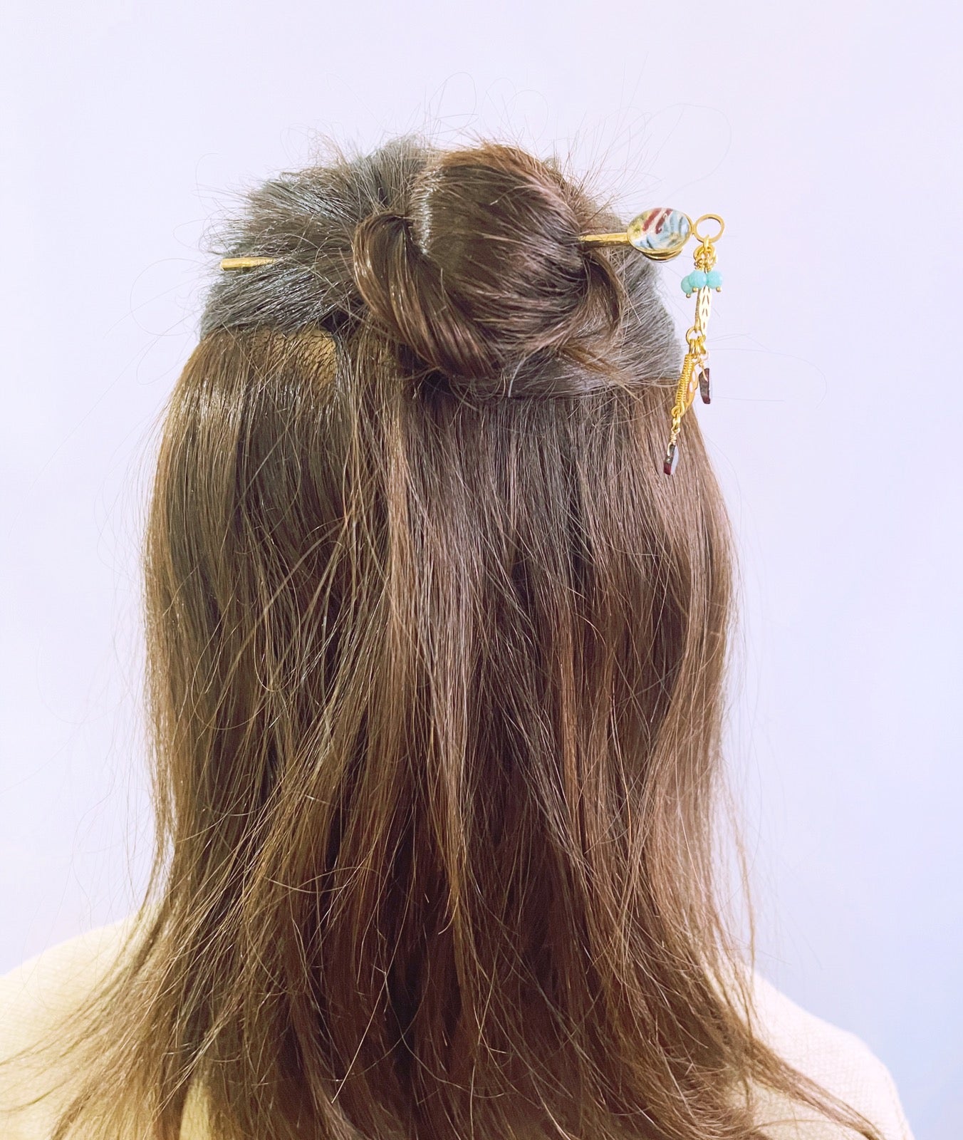 Short Hairpin Gold Jungle Pattern Multicolor TAMARUSAN