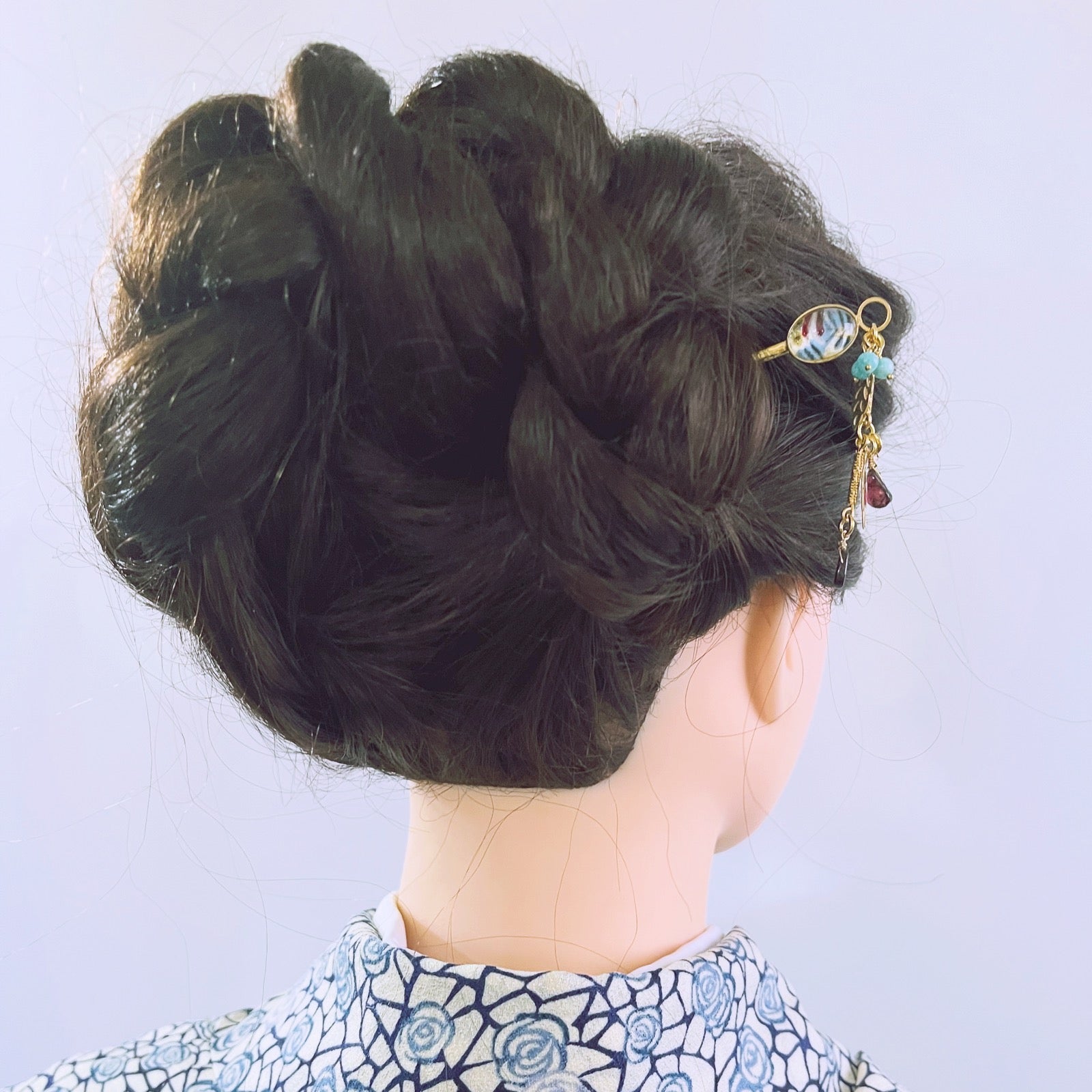 Short Hairpin Gold Jungle Pattern Multicolor TAMARUSAN