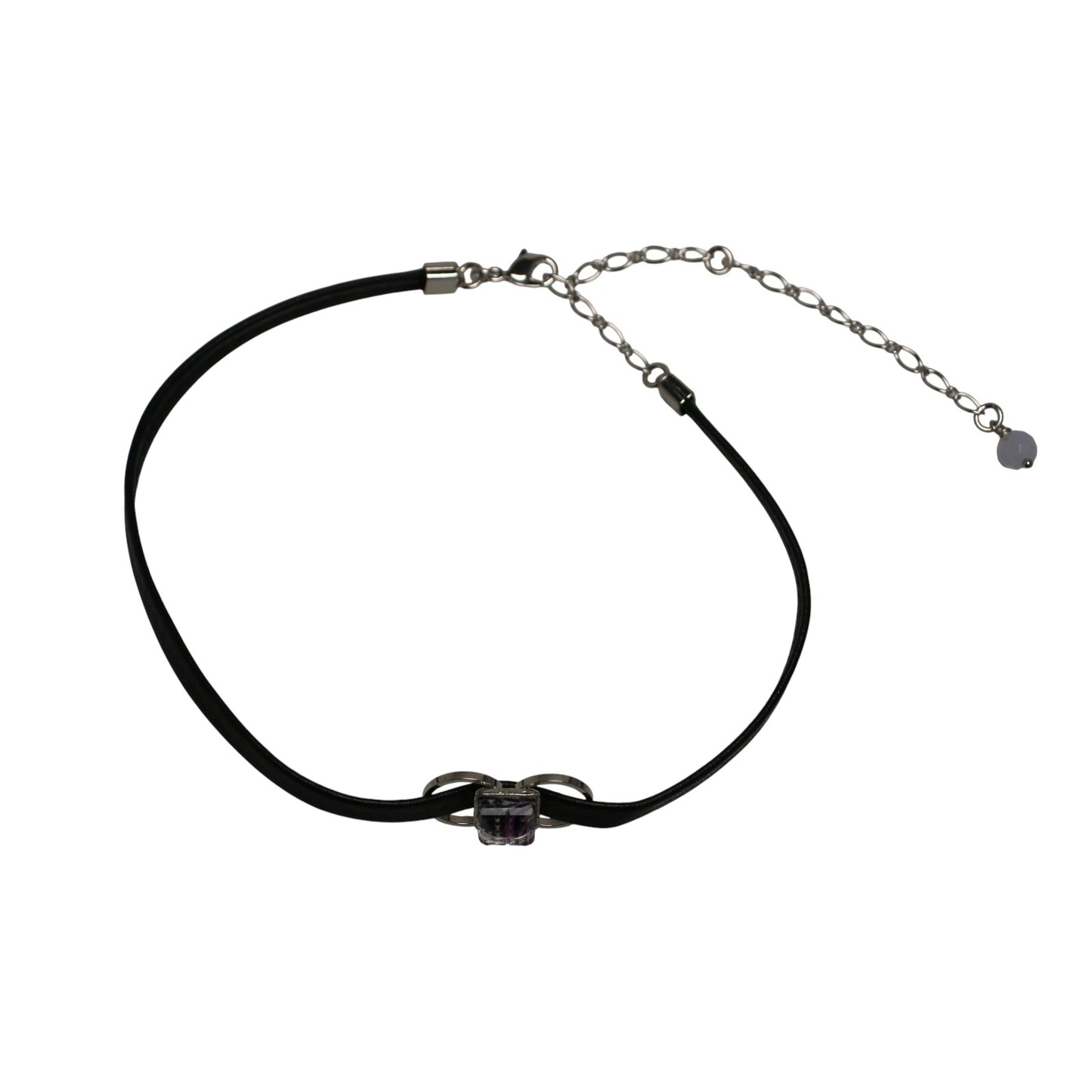 Choker Leather Cord Square Jungle Purple