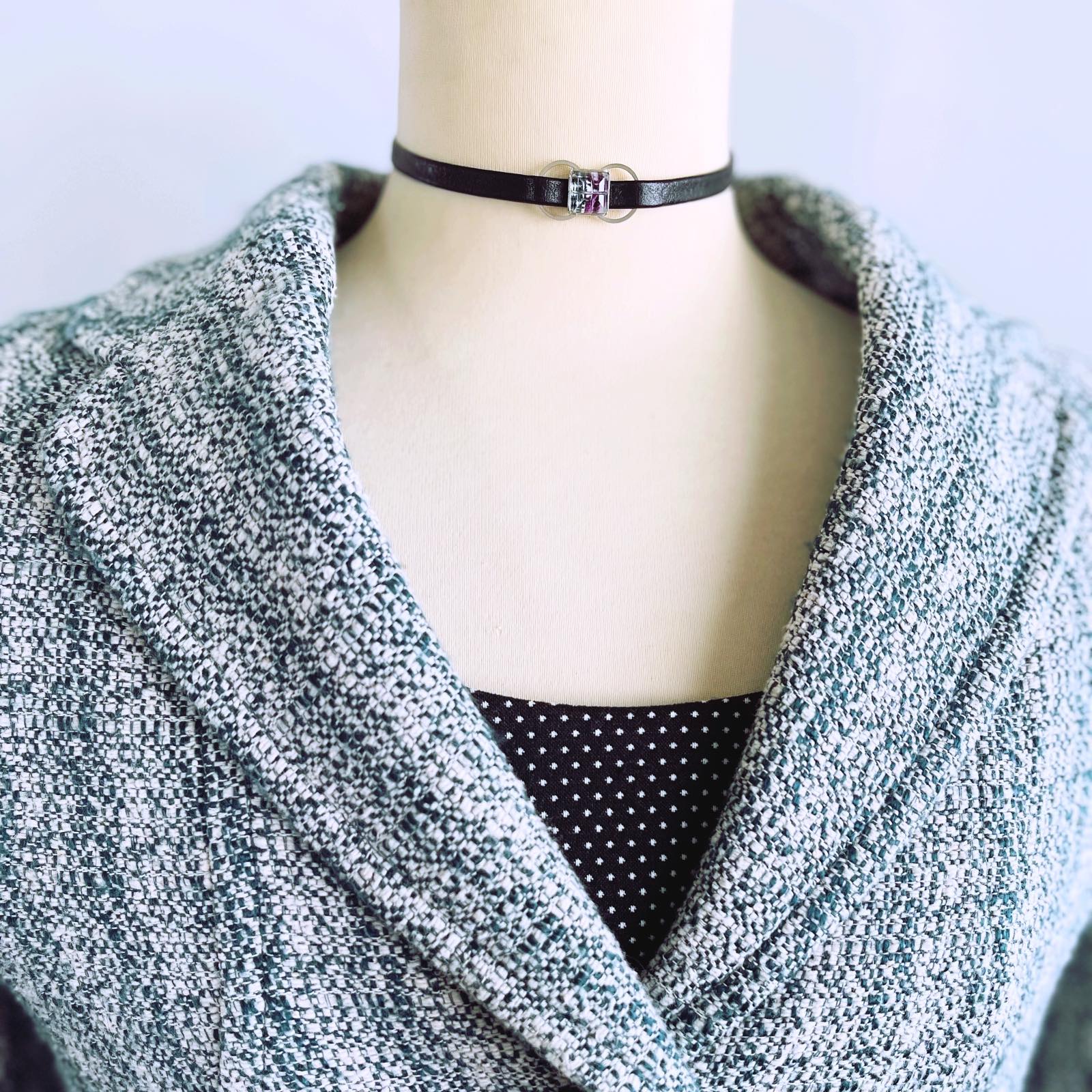 Choker Leather Cord Square Jungle Purple TAMARUSAN