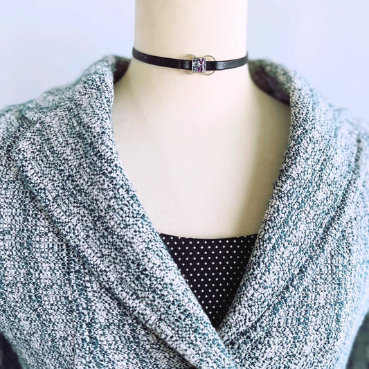 Choker Leather Cord Square Jungle Purple TAMARUSAN
