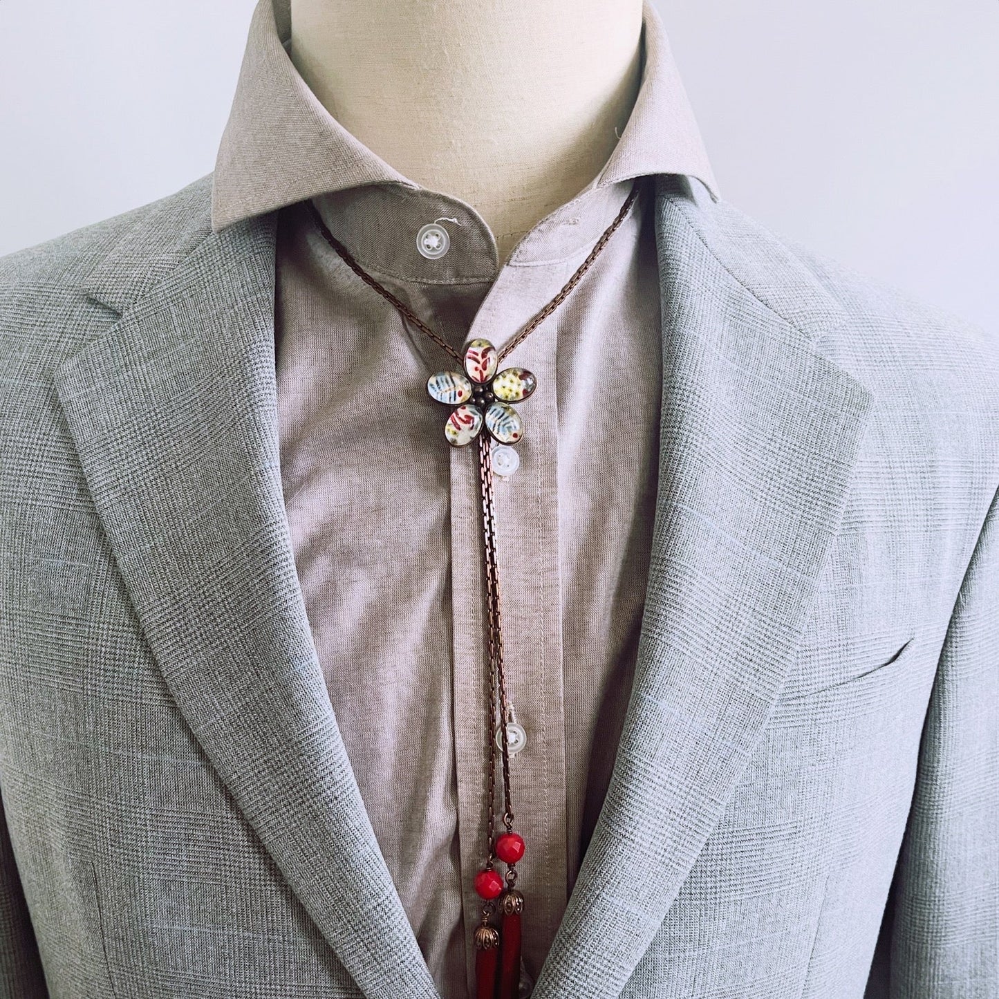 Bolo Tie Flower Jungle Pattern Multicolor TAMARUSAN