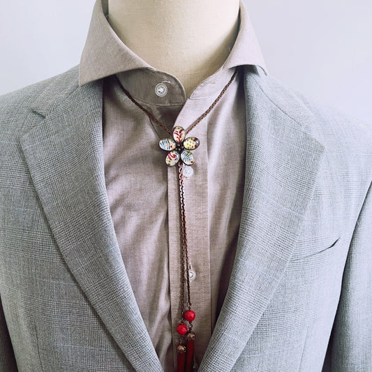 Bolo Tie Flower Jungle Pattern Multicolor TAMARUSAN