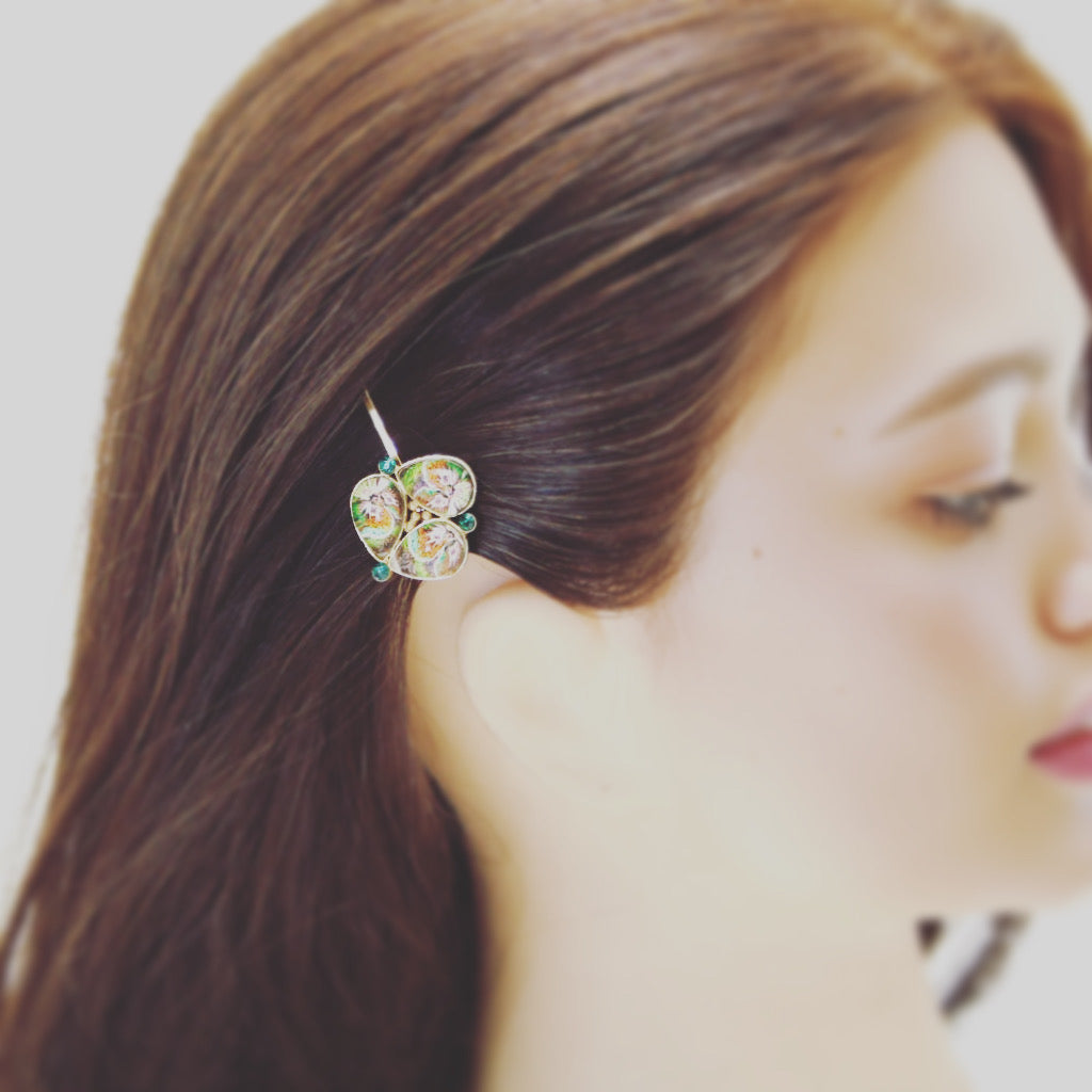 Hairpin Pansy Gold 24k Resin Gorgeous Multicolor TAMARUSAN