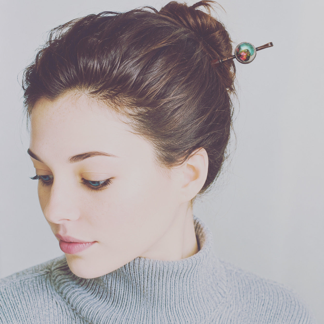 Changeable Ornament Hairpin Pansy Iron Wood Multicolor TAMARUSAN