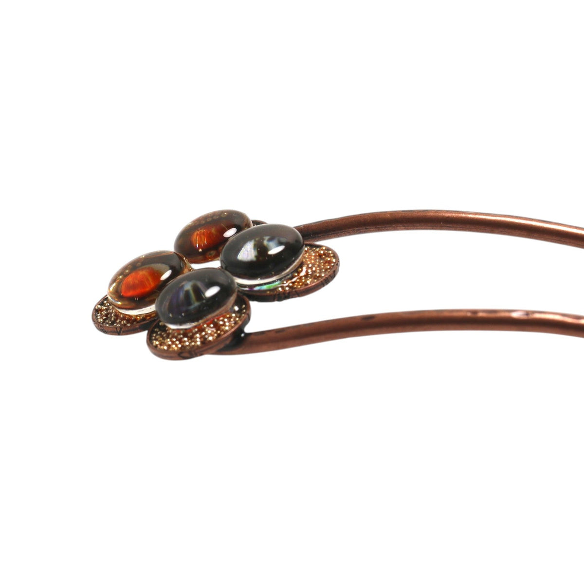 Double Prong Hair Stick Orange Pansy Flower TAMARUSAN