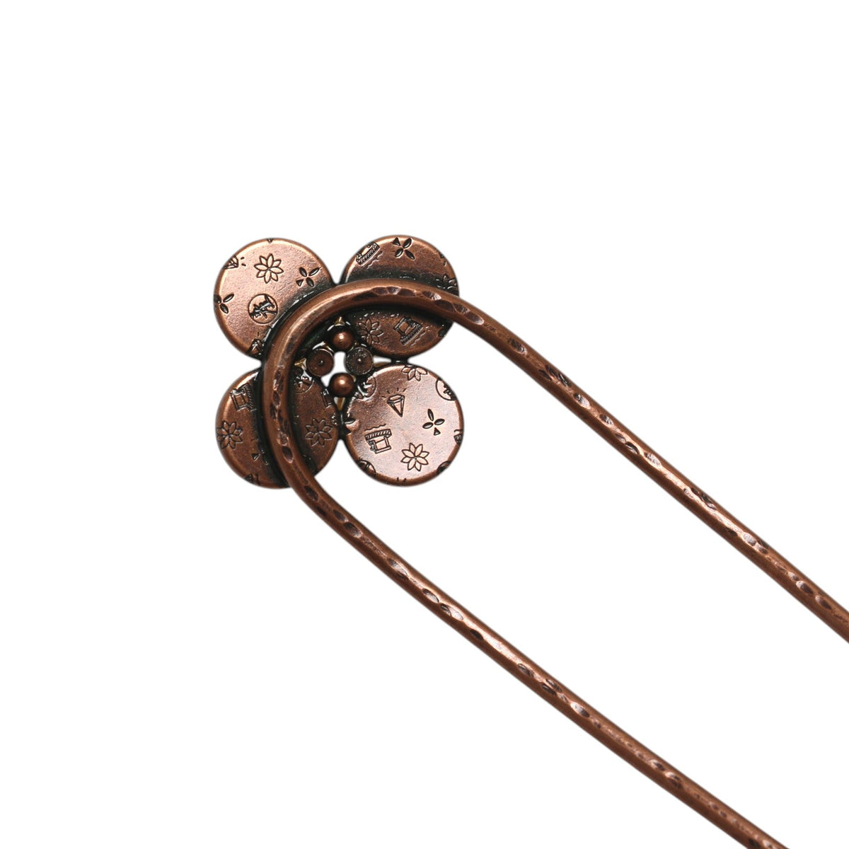 Double Prong Hair Stick Orange Pansy Flower TAMARUSAN
