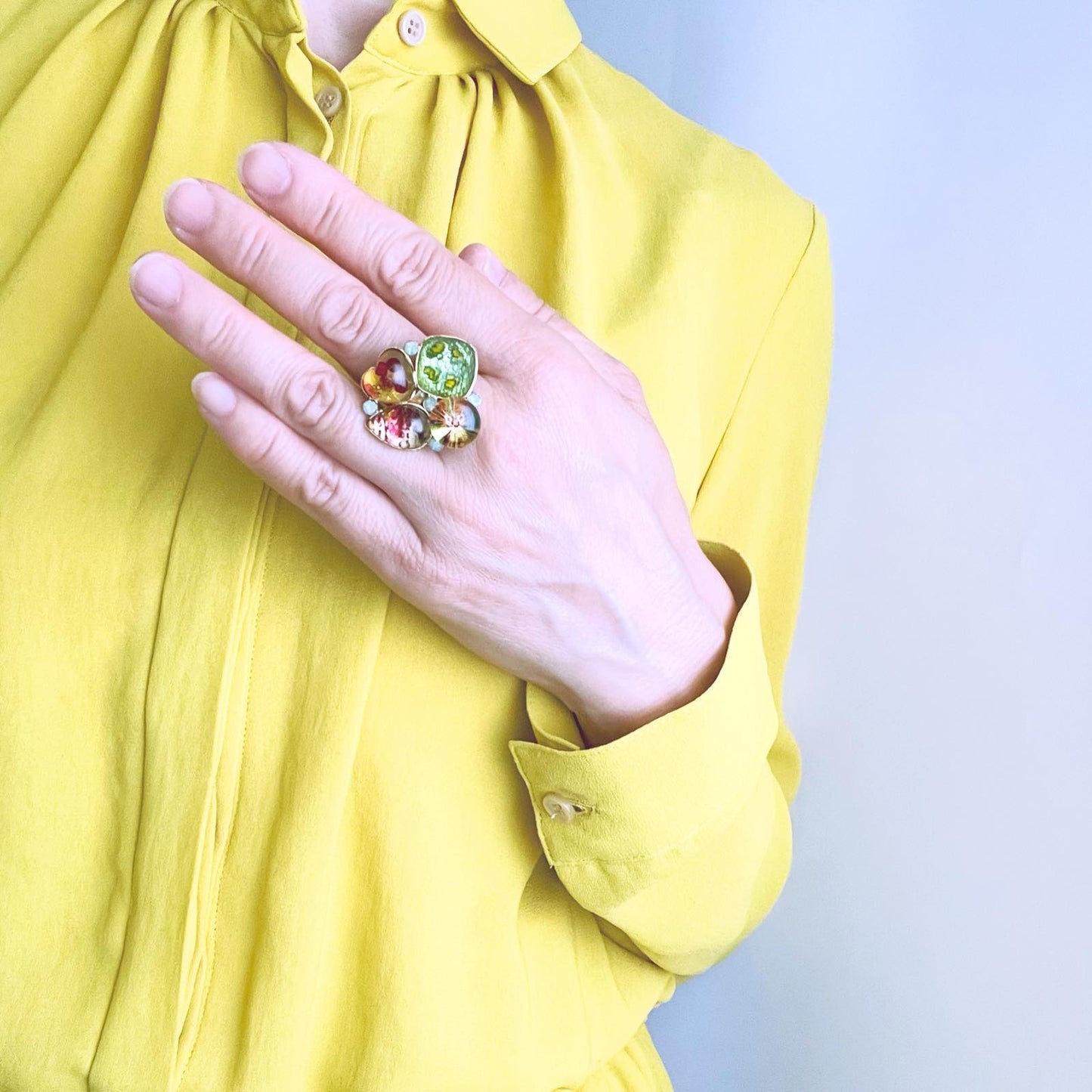 Colorful Ring Gold Flower Size 15 TAMARUSAN