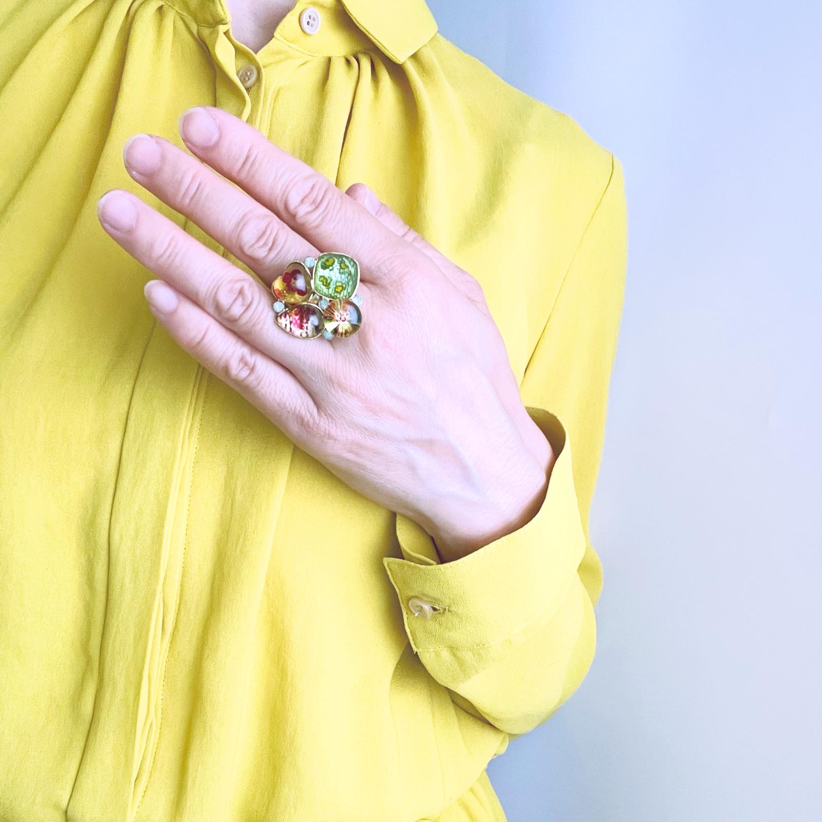 Colorful Ring Gold Flower Size 15 TAMARUSAN