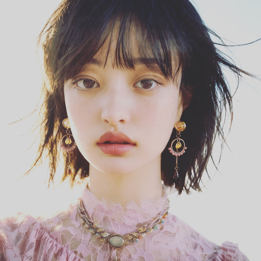 Pink Earrings Rhodonite Garnet Leaves TAMARUSAN