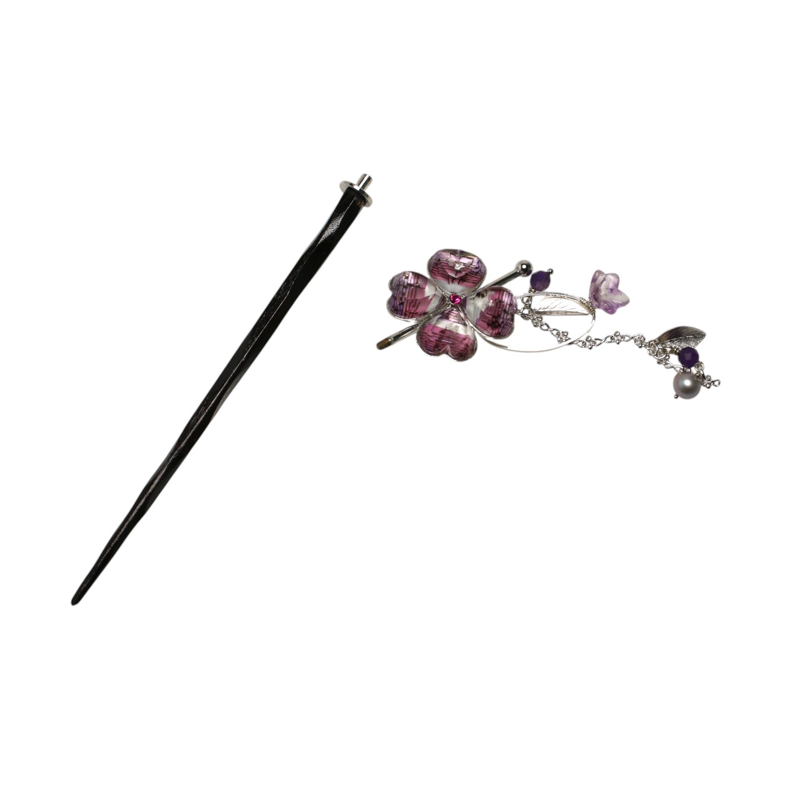 Changeable Kanzashi Hairpin Pink Flower Wooden Musical Note TAMARUSAN