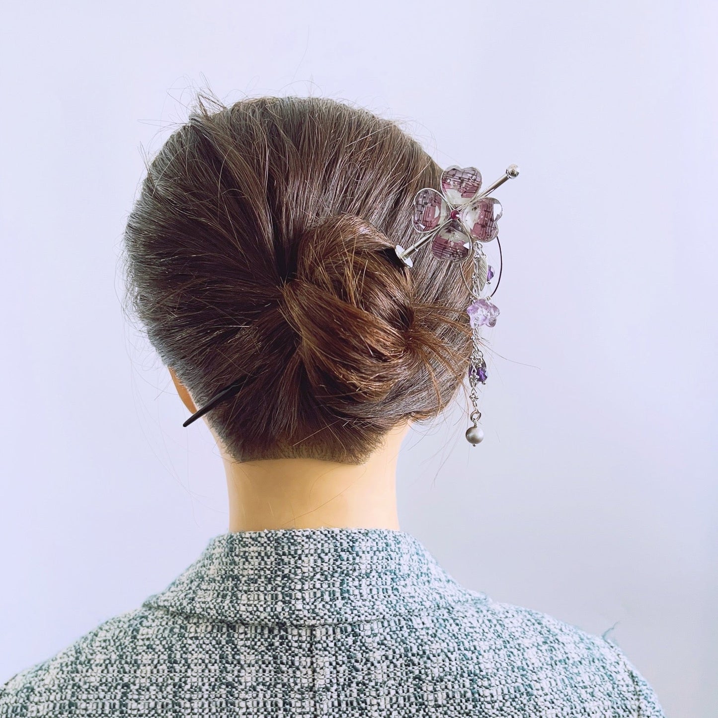 Changeable Kanzashi Hairpin Pink Flower Wooden Musical Note TAMARUSAN