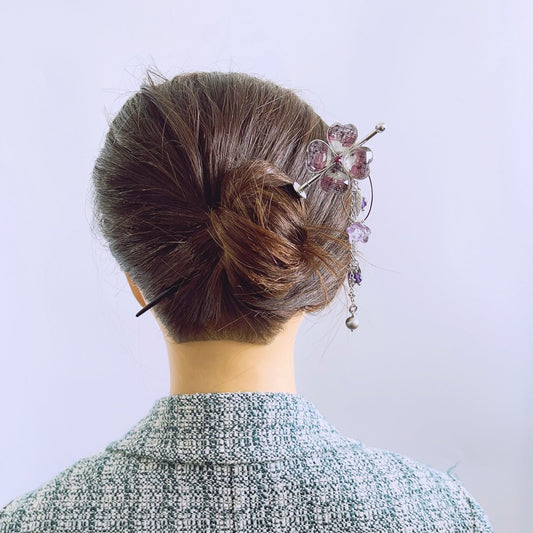 Changeable Kanzashi Hairpin Pink Flower Wooden Musical Note TAMARUSAN