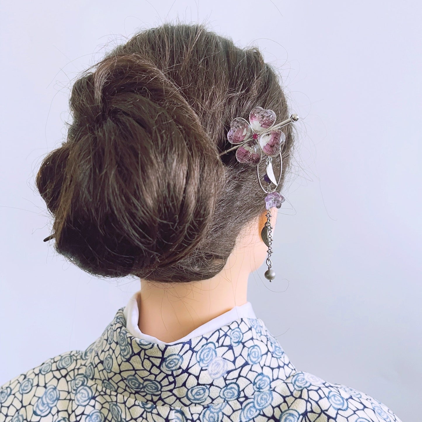 Changeable Kanzashi Hairpin Pink Flower Wooden Musical Note TAMARUSAN