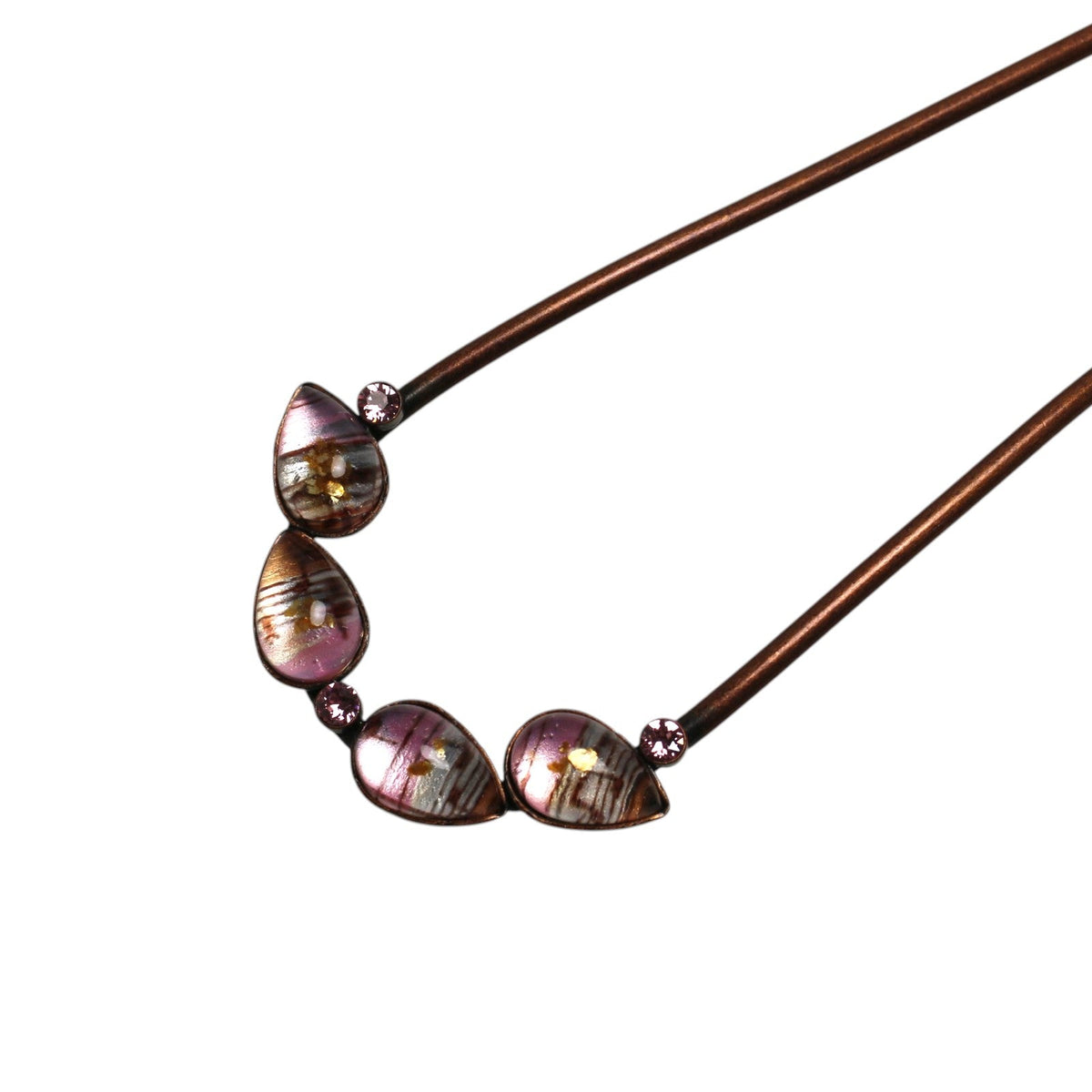 Antique-Style Pink Sheet Music Double-Prong Hair Stick TAMARUSAN