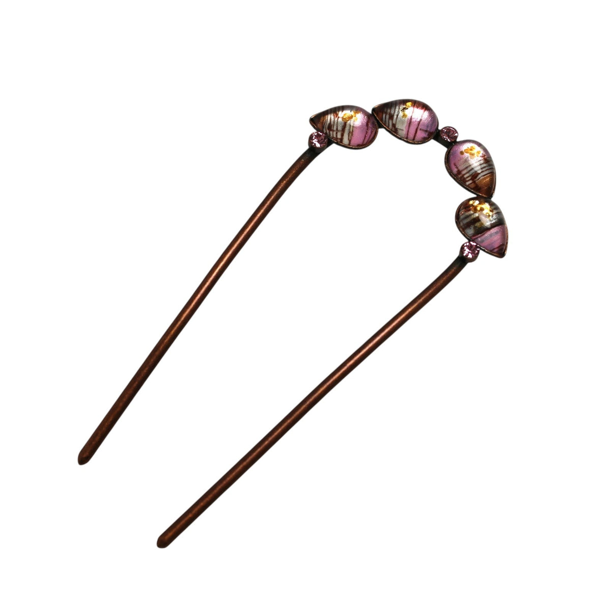 Antique-Style Pink Sheet Music Double-Prong Hair Stick TAMARUSAN