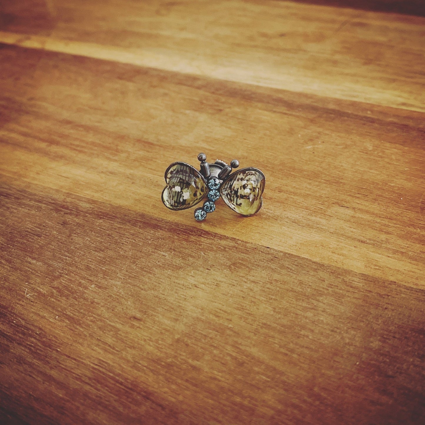 Pin Brooch Butterfly Blue Musical Note TAMARUSAN