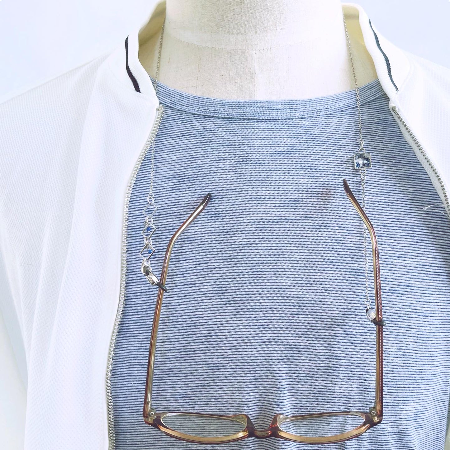Glasses Chain Blue Flower Square TAMARUSAN