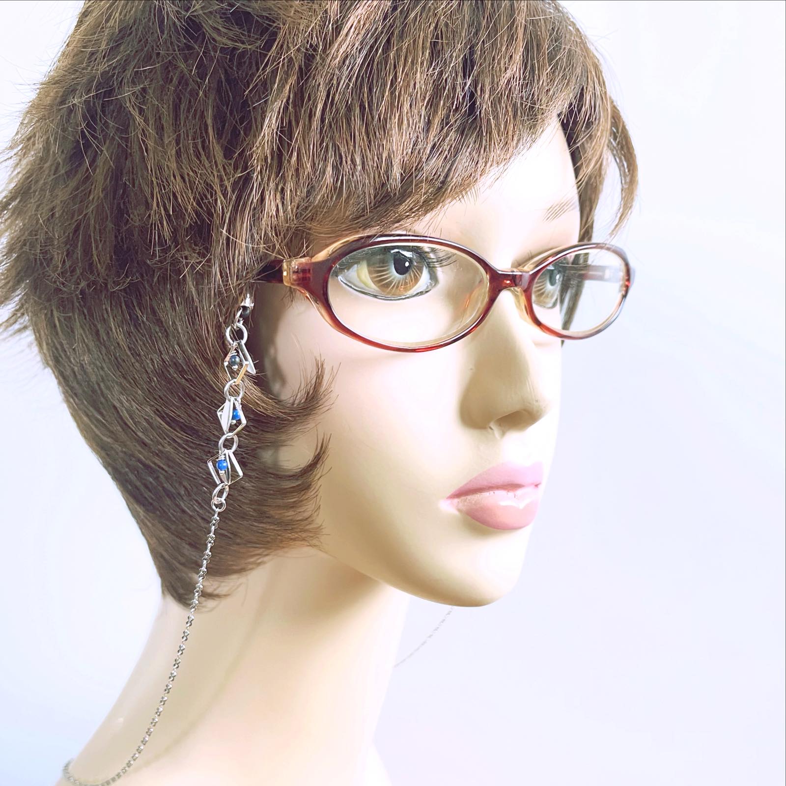 Glasses Chain Blue Flower Square TAMARUSAN