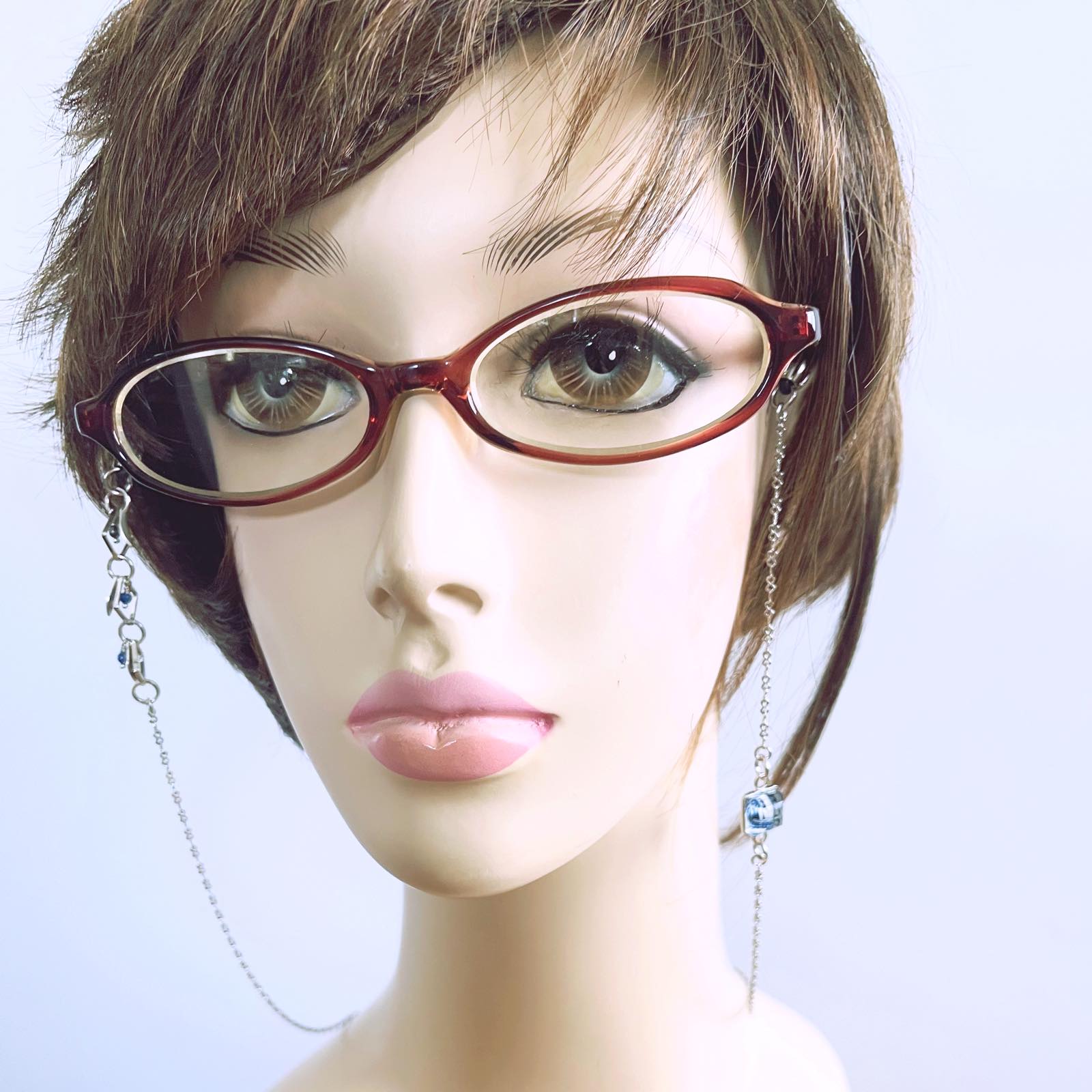 Glasses Chain Blue Flower Square TAMARUSAN