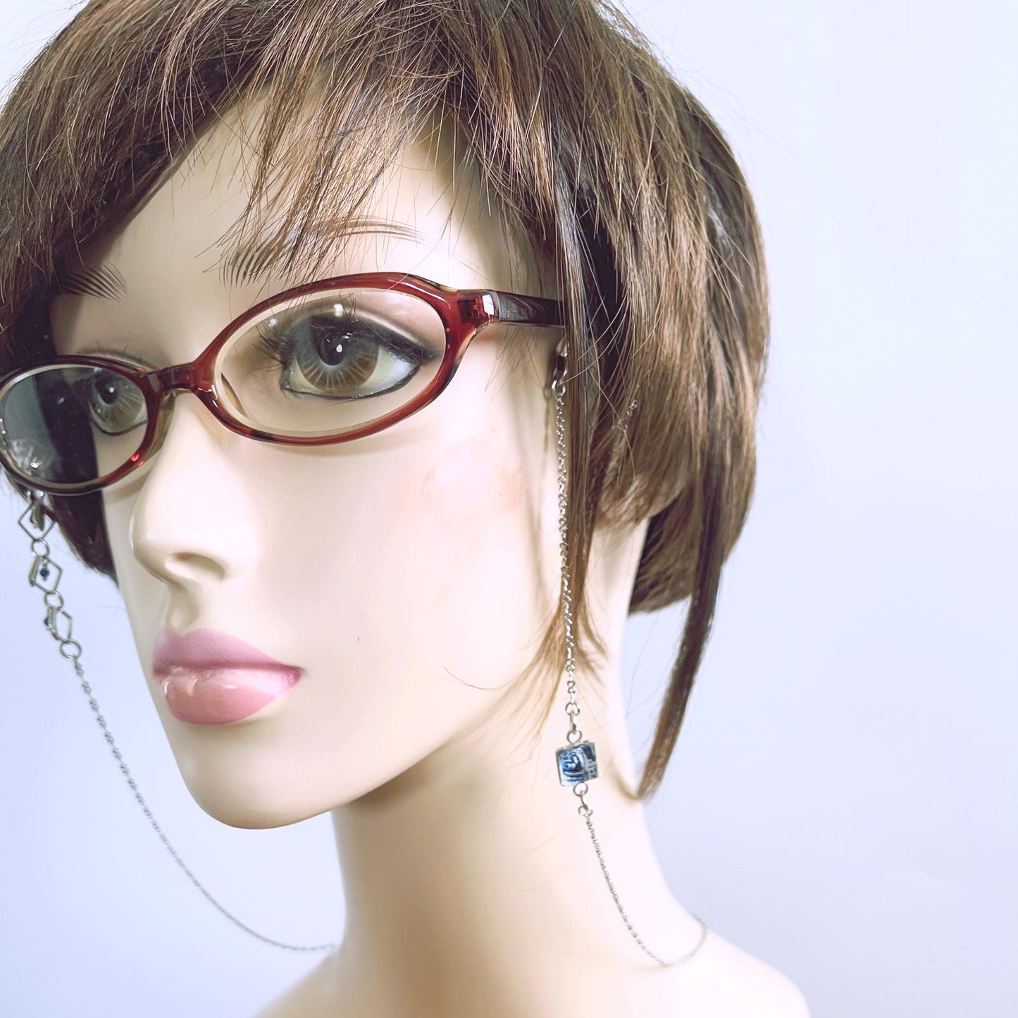 Glasses Chain Blue Flower Square TAMARUSAN